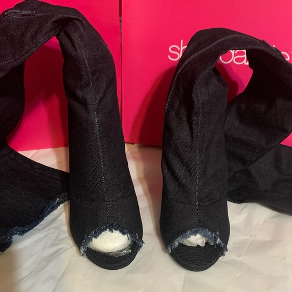 Mazara Heeled Peek-Toe Boot Size 9 Dark Denim - Picture 5 of 8